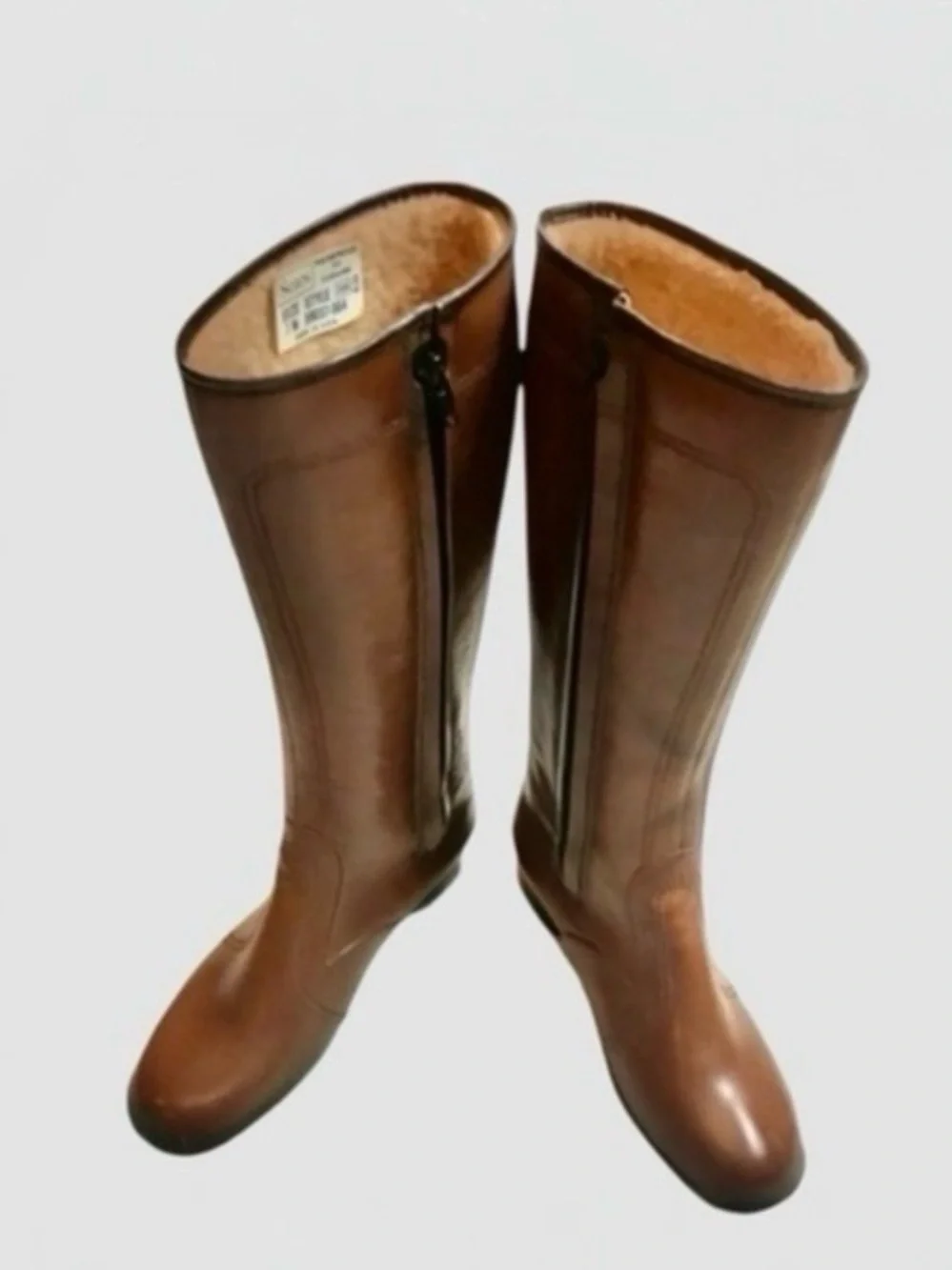 Vintage Sears Cognac Brown Waterproof Rain Boots 70s Style Size 7